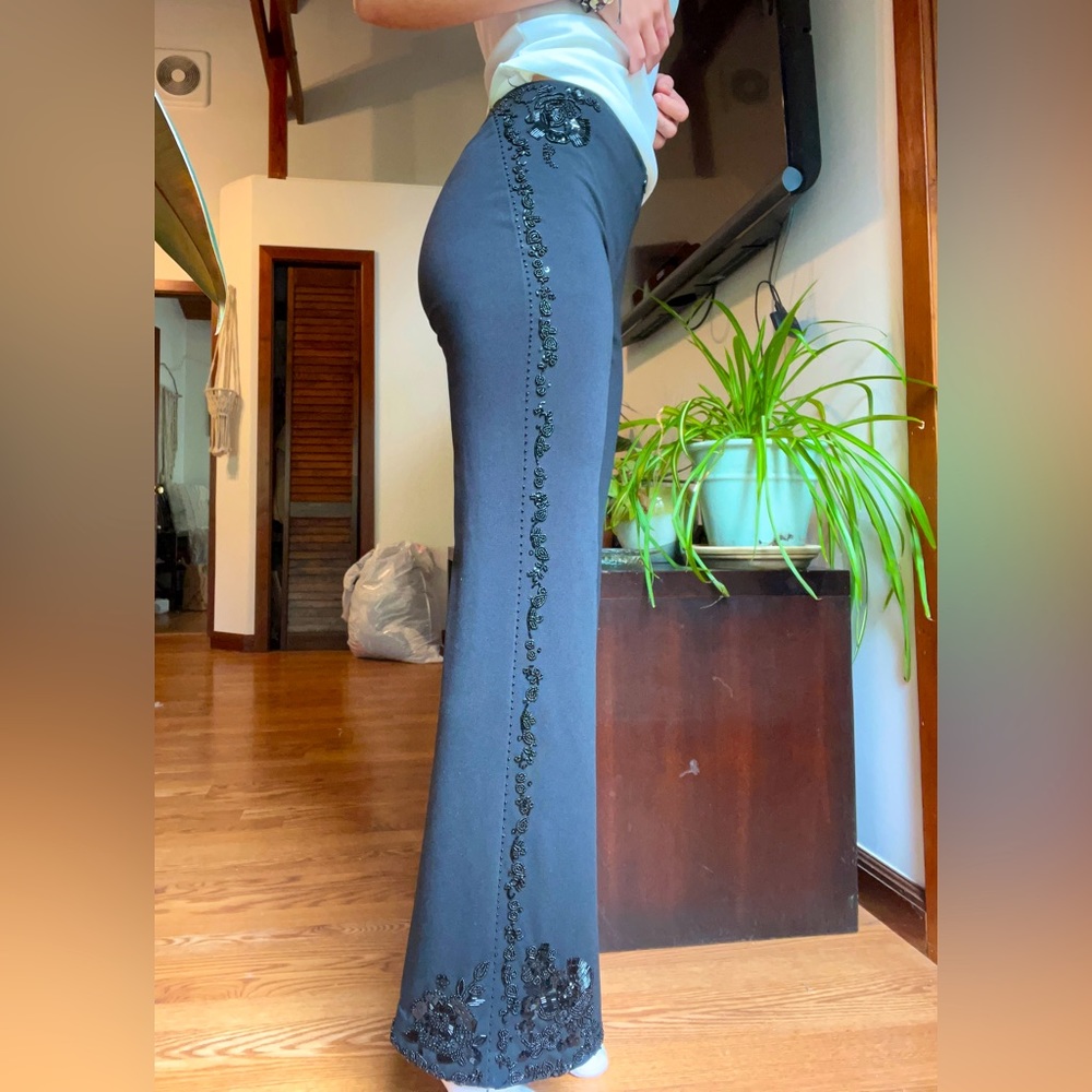 Express beaded embroidered dress pants slacks flare bootcut black reputation